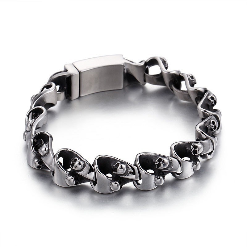 Pulseira De Titânio Com Caveira Estilosa E Estilosa Para Homens Pulseira De Titânio Com Caveira Estilosa E Estilosa Para Homens