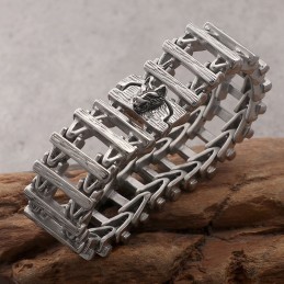 Pulseira De Titânio Com Cabeça De Dragão Estilo Chique Para Homens