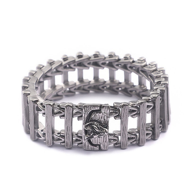 Pulseira De Titânio Com Cabeça De Dragão Estilo Chique Para Homens Pulseira De Titânio Com Cabeça De Dragão Estilo Chique Para Homens