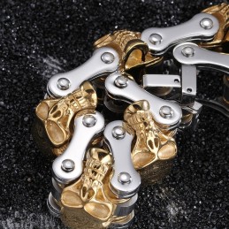 Pulseira De Bicicleta Masculina De Titânio Com Revestimento De Caveira Da Moda Exagerada