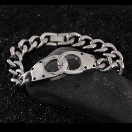 Pulseira De Titânio Trançado Geométrico Com Algemas Da Moda Para Homens