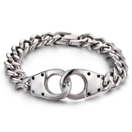 Pulseira De Titânio Trançado Geométrico Com Algemas Da Moda Para Homens