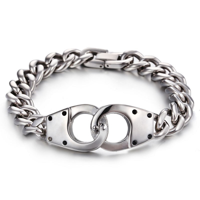 Pulseira De Titânio Trançado Geométrico Com Algemas Da Moda Para Homens Pulseira De Titânio Trançado Geométrico Com Algemas Da Moda Para Homens