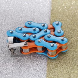 Pulseira De Motociclista Masculina De Titânio Azul-Laranja Pintada Simples