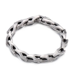 Pulseira De Titânio Com Osso De Cobra Para Homens