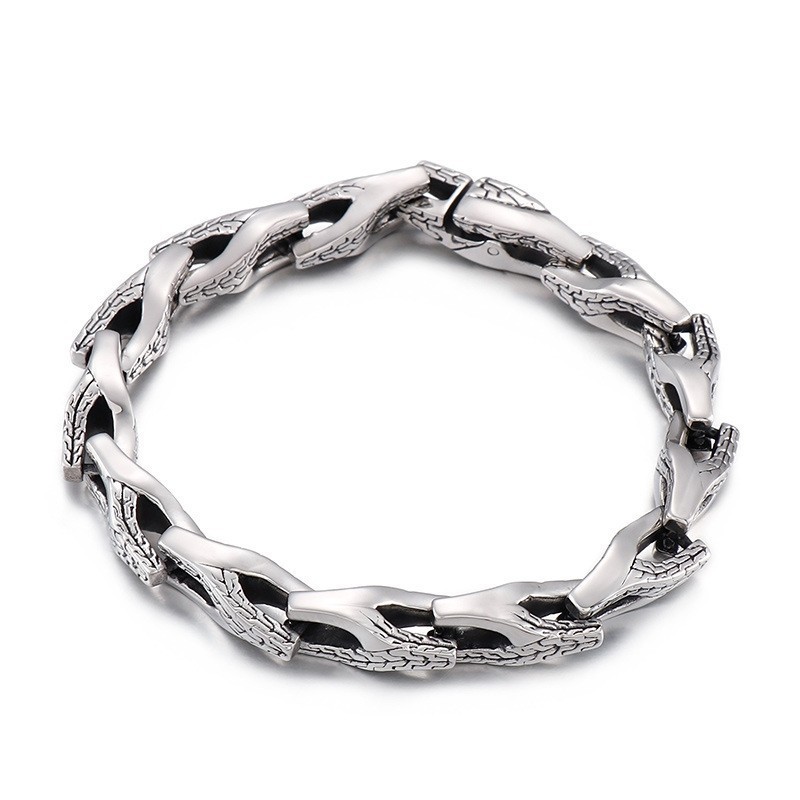 Pulseira De Titânio Com Osso De Cobra Para Homens