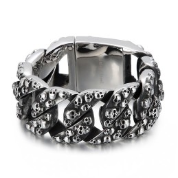 Pulseira De Titânio Com Caveira Chique Exagerada Para Homens