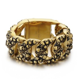 Pulseira De Titânio Com Caveira Chique Exagerada Para Homens