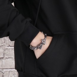 Pulseira De Titânio Com Dragão Do Zodíaco Chique E Estilosa Para Homens
