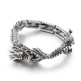 Pulseira De Titânio Com Dragão Do Zodíaco Chique E Estilosa Para Homens