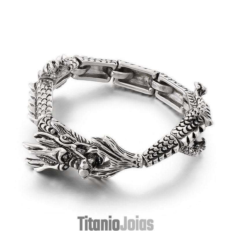 Pulseira De Titânio Com Dragão Do Zodíaco Chique E Estilosa Para Homens Pulseira De Titânio Com Dragão Do Zodíaco Chique E Estilosa Para Homens