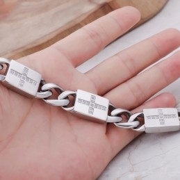 Pulseiras De Titânio Estilo Hip-Hop Com Cruz E Diamantes