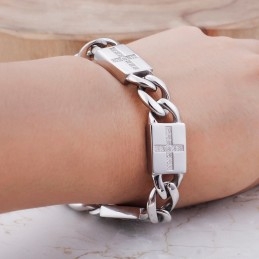 Pulseiras De Titânio Estilo Hip-Hop Com Cruz E Diamantes