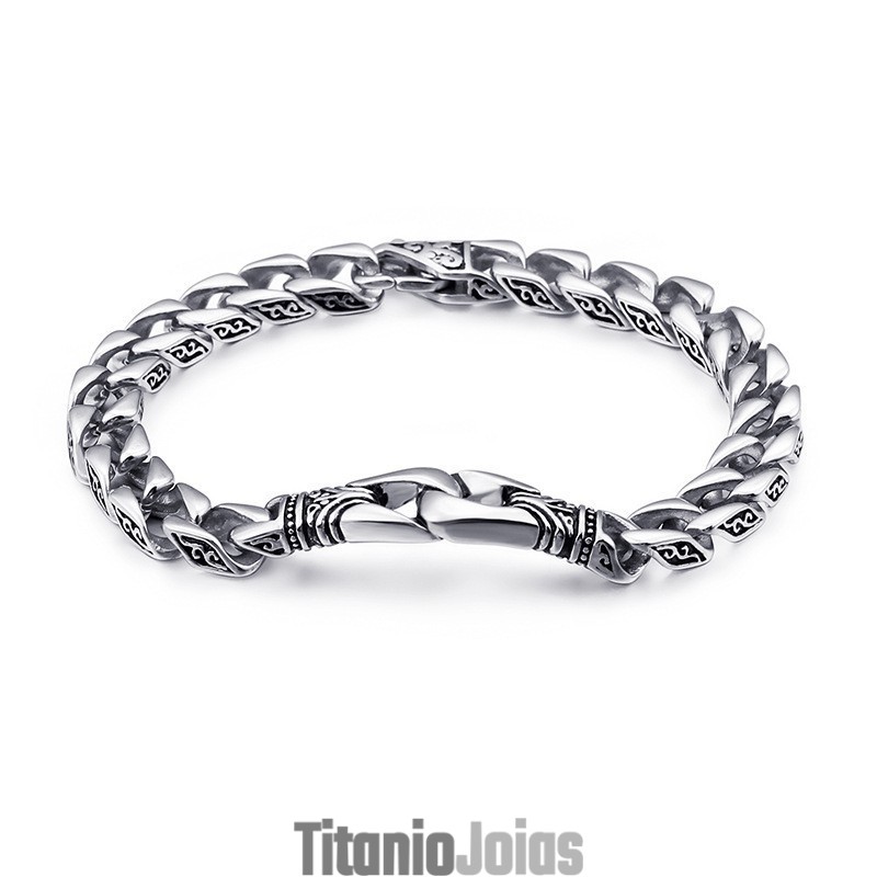 Pulseira De Titânio Floral De Mão Da Moda Para Homens Pulseira De Titânio Floral De Mão Da Moda Para Homens