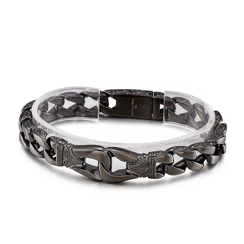 Pulseira De Pressão Masculina De Titânio Com Puxador De Mão Cool Street Chic Pulseira De Pressão Masculina De Titânio Com Puxador De Mão Cool Street Chic
