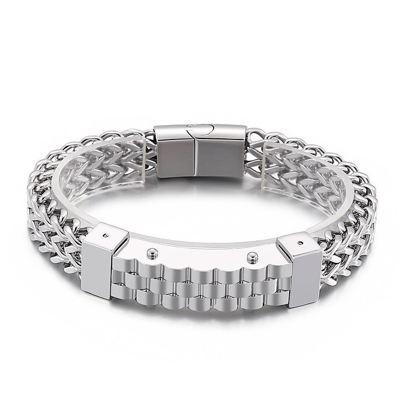 Pulseira De Titânio Masculina Estilo Hip-Hop Pulseira De Titânio Masculina Estilo Hip-Hop