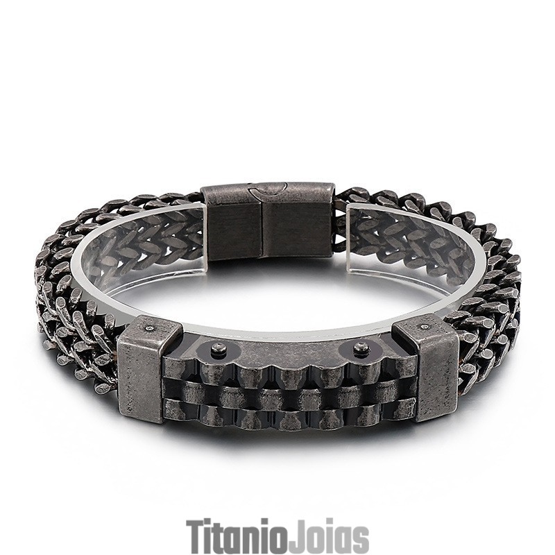 Pulseira De Titânio Masculina Estilo Hip-Hop