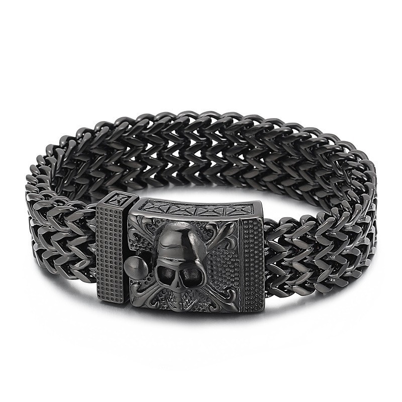 Pulseira De Titânio Com Caveira Hip-Hop Para Homens Pulseira De Titânio Com Caveira Hip-Hop Para Homens