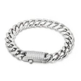 Pulseira De Titânio Com Conjunto De Diamantes Estilo Hip-Hop Da Moda Para Homens