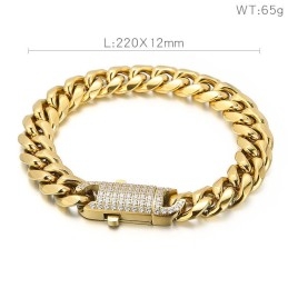 Pulseira De Titânio Cravejada Estilo Hip Hop Para Homens
