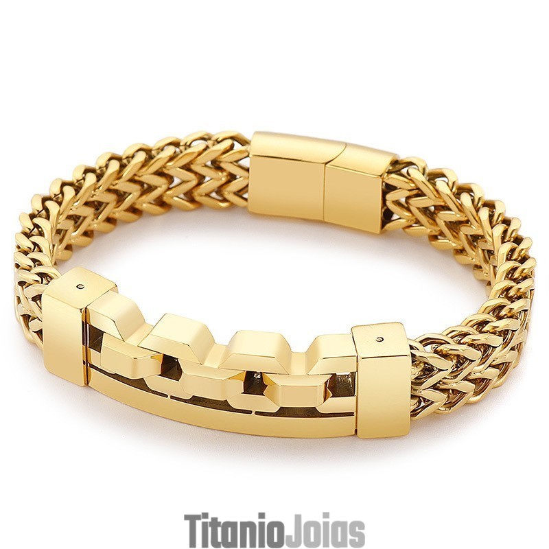 Pulseira De Titânio Quadrada Vazada Da Moda Para Homens Pulseira De Titânio Quadrada Vazada Da Moda Para Homens