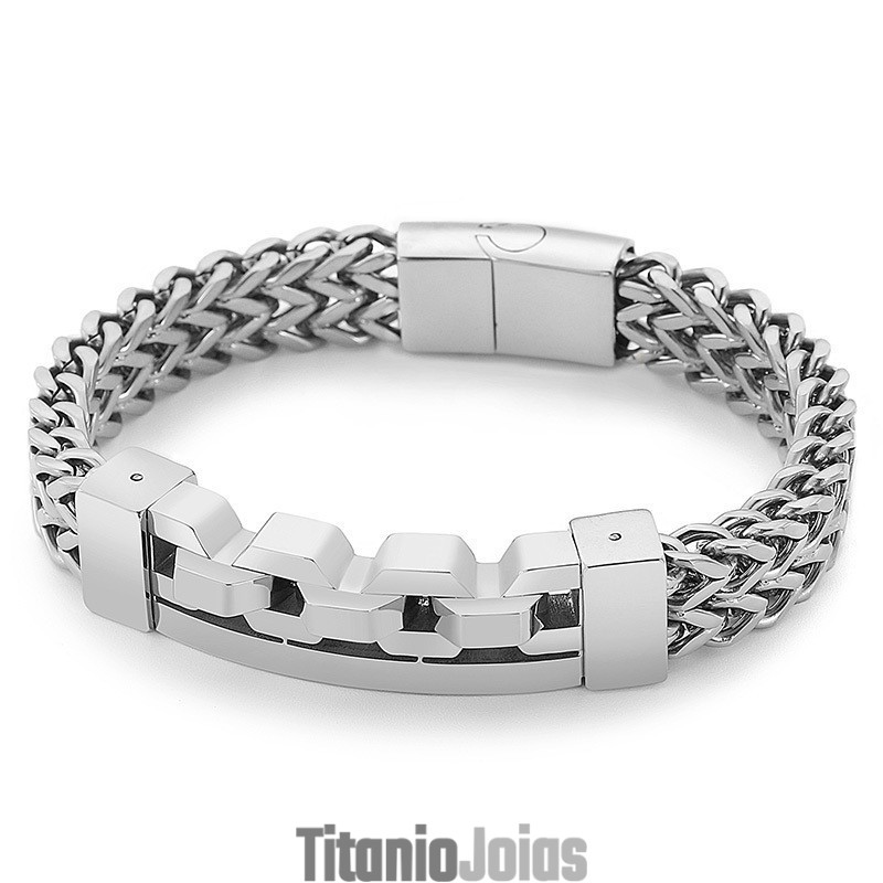 Pulseira De Titânio Quadrada Vazada Da Moda Para Homens Pulseira De Titânio Quadrada Vazada Da Moda Para Homens