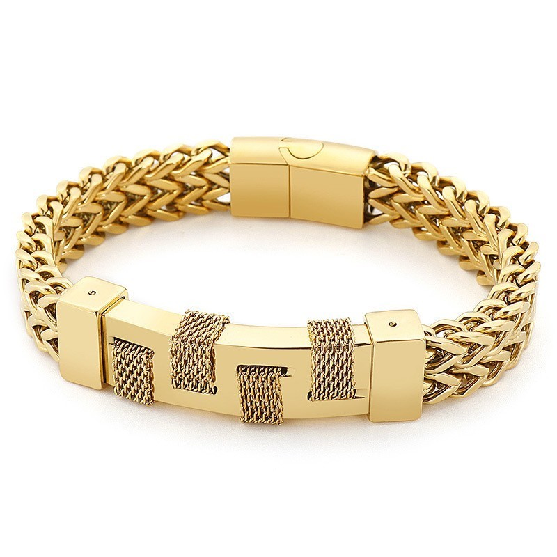 Pulseira De Titânio Trançada Da Marca Fashion Street Curved Para Homens Pulseira De Titânio Trançada Da Marca Fashion Street Curved Para Homens