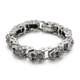 Pulseira De Titânio Masculina Com Caveira Floral Chique Da Moda