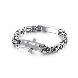 Pulseira De Titânio Hip-Hop Curvada Em Cruz Para Homens