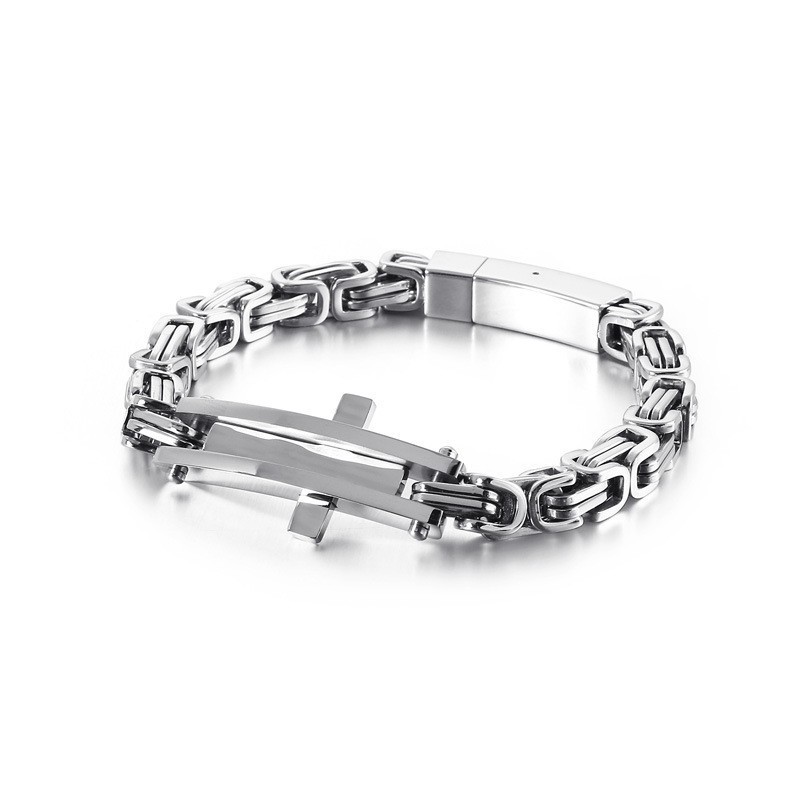 Pulseira De Titânio Hip-Hop Curvada Em Cruz Para Homens Pulseira De Titânio Hip-Hop Curvada Em Cruz Para Homens