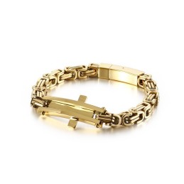 Pulseira Hip Hop De Titânio Com Curva Cruzada Para Homens