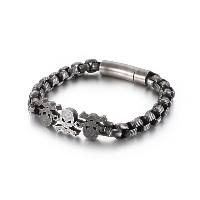 Pulseira De Titânio Masculina Com Caveira Estilo Hip-Hop E Estilo De Rua Pulseira De Titânio Masculina Com Caveira Estilo Hip-Hop E Estilo De Rua