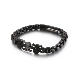 Pulseira De Titânio Masculina Com Caveira Estilo Hip-Hop E Estilo De Rua