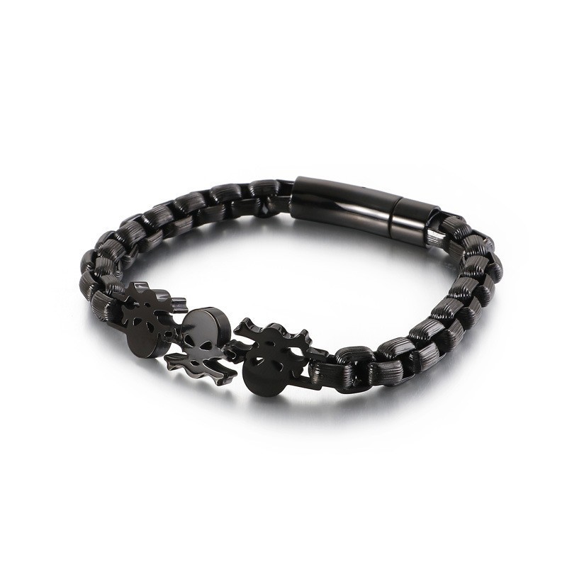 Pulseira De Titânio Masculina Com Caveira Estilo Hip-Hop E Estilo De Rua Pulseira De Titânio Masculina Com Caveira Estilo Hip-Hop E Estilo De Rua