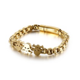 Pulseira De Titânio Masculina Com Caveira Estilo Hip-Hop E Estilo De Rua