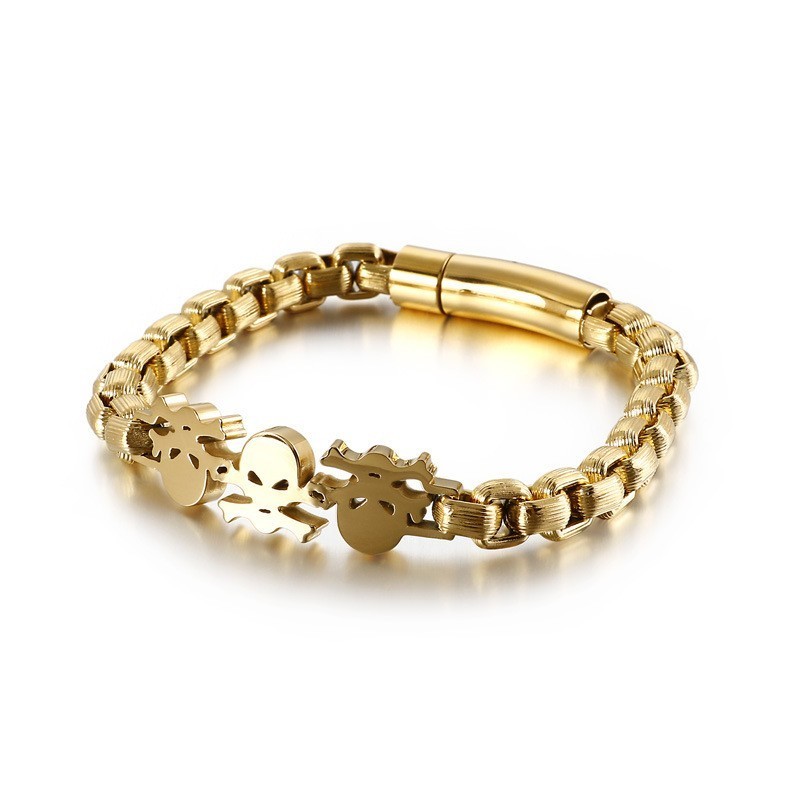 Pulseira De Titânio Masculina Com Caveira Estilo Hip-Hop E Estilo De Rua Pulseira De Titânio Masculina Com Caveira Estilo Hip-Hop E Estilo De Rua