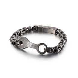 Pulseira Masculina De Titânio Com Corrente Do Imperador Da Moda