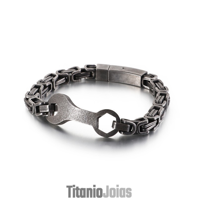Pulseira Masculina De Titânio Com Corrente Do Imperador Da Moda Pulseira Masculina De Titânio Com Corrente Do Imperador Da Moda