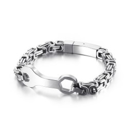 Pulseira Masculina De Titânio Com Corrente Do Imperador Da Moda