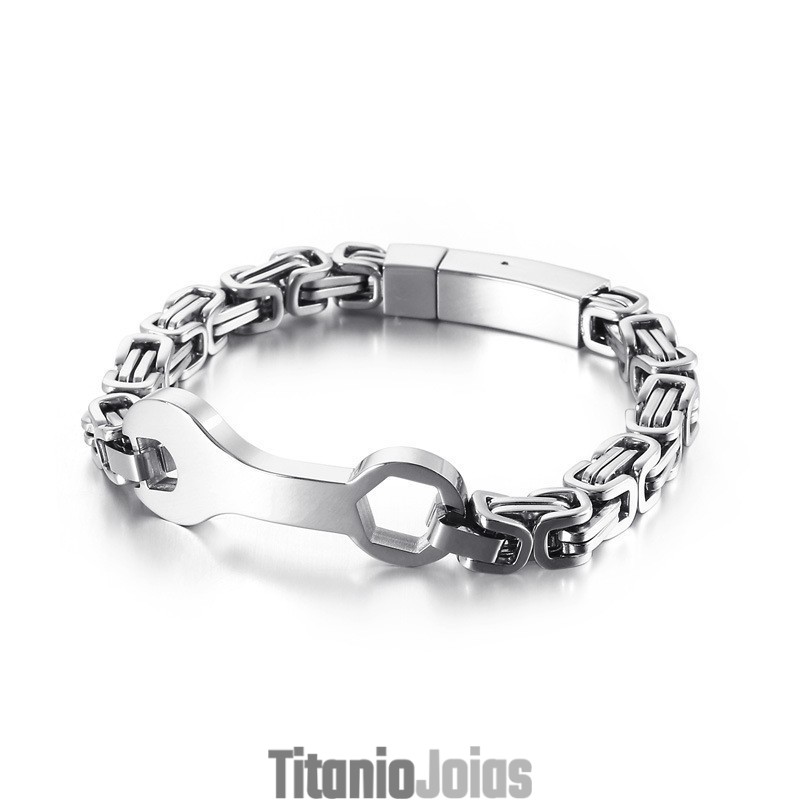 Pulseira Masculina De Titânio Com Corrente Do Imperador Da Moda Pulseira Masculina De Titânio Com Corrente Do Imperador Da Moda
