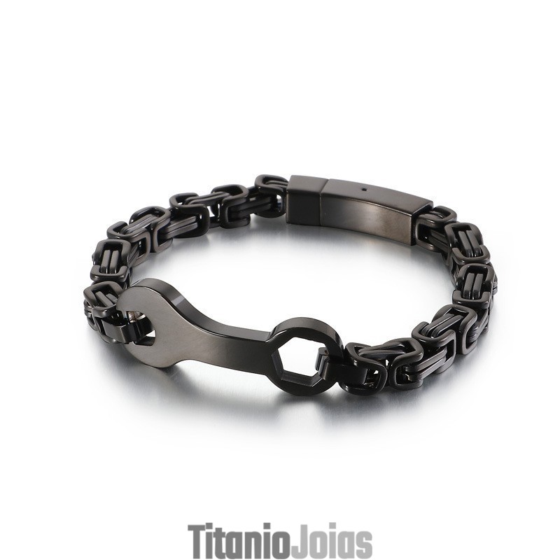 Pulseira Masculina De Titânio Com Corrente Do Imperador Da Moda Pulseira Masculina De Titânio Com Corrente Do Imperador Da Moda