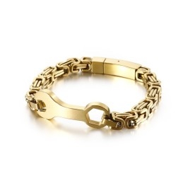 Pulseira Masculina De Titânio Com Corrente Do Imperador Da Moda