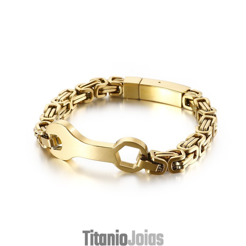 Pulseira Masculina De Titânio Com Corrente Do Imperador Da Moda Pulseira Masculina De Titânio Com Corrente Do Imperador Da Moda