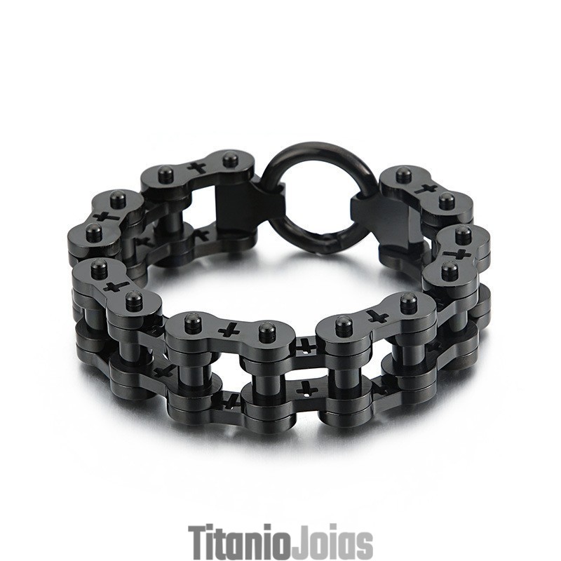 Pulseira De Bicicleta Masculina De Titânio Com Cruz Oca Rock Hip Hop