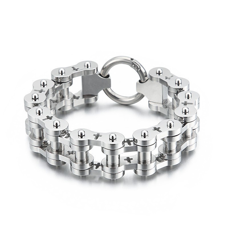 Pulseira De Bicicleta Masculina De Titânio Com Cruz Oca E Rock Hip-Hop Pulseira De Bicicleta Masculina De Titânio Com Cruz Oca E Rock Hip-Hop