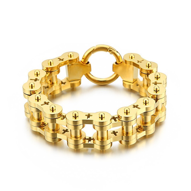 Pulseira De Bicicleta Masculina De Titânio Com Cruz Oca E Rock Hip-Hop Pulseira De Bicicleta Masculina De Titânio Com Cruz Oca E Rock Hip-Hop