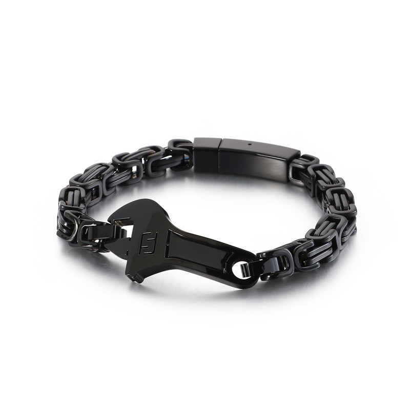Pulseira De Titânio Masculina Com Placa Curva Tipo Chave Inglesa Pulseira De Titânio Masculina Com Placa Curva Tipo Chave Inglesa