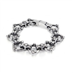 Pulseira Masculina De Titânio Com Caveira Circular Exagerada E Chique