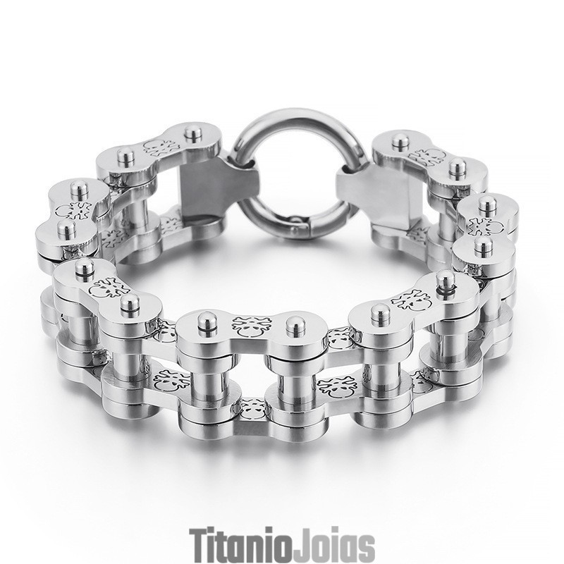 Pulseira De Bicicleta De Titânio Masculina Com Estampa De Pirata E Estilo Rock Hip-Hop Pulseira De Bicicleta De Titânio Masculina Com Estampa De Pirata E Estilo Rock Hip-Hop