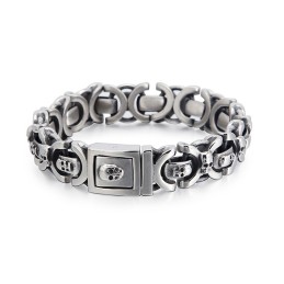 Pulseira Masculina De Titânio Com Padrão De Caveira